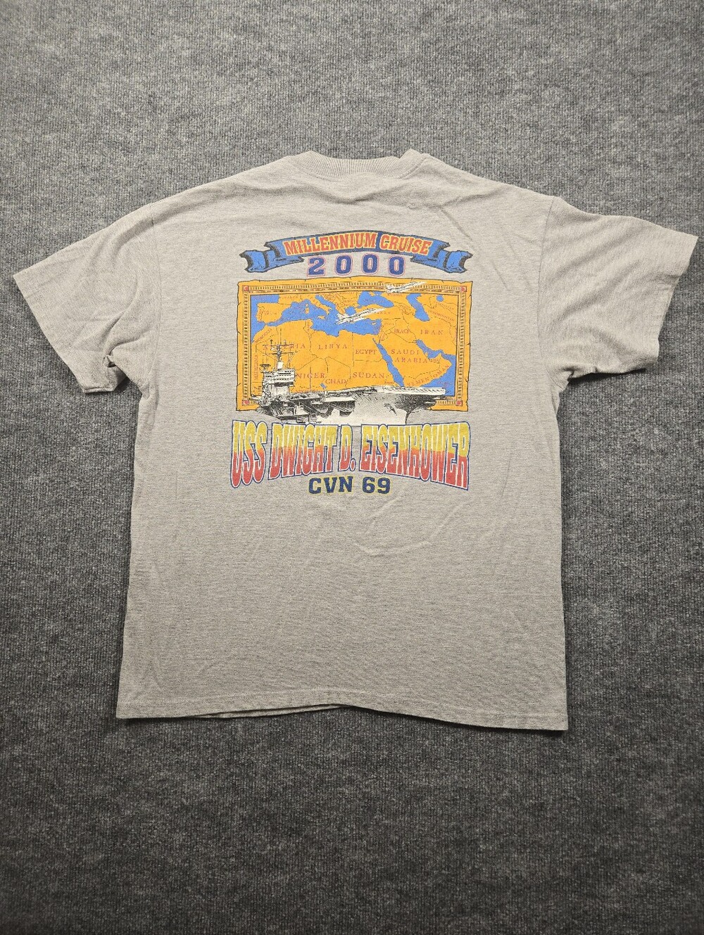 Vintage Hanes Beefy-T USS Dwight D Eisenhower CVN 69 T-Shirt L Millennium 2000 - Picture 3 of 7